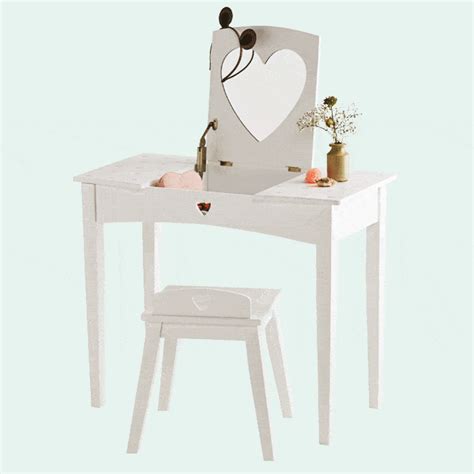 Sweetheart Dressing Table & Stool Set, Pink Hearts | Dressing table with stool, Kids dressing ...