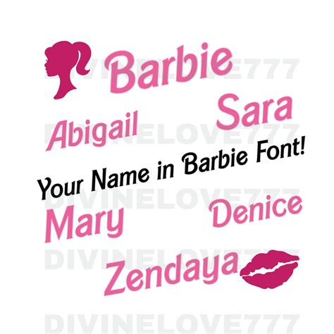 Barbie Font SVG and PNG Customize Your Name or Saying in Barbie Font Personalization - Etsy