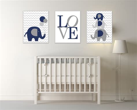 Baby Elephant Nursery Wall Art. Baby Boy Nursery Art. Suits | Etsy