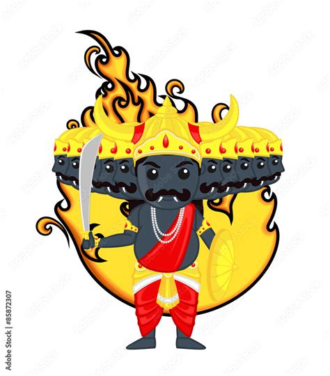 Happy Dussehra - Cartoon Ravan Stock Vector | Adobe Stock