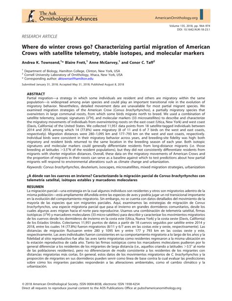 (PDF) Where do winter crows go? Characterizing partial migration of ...