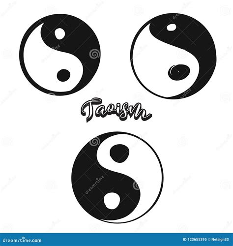 Set of Hand-drawn Taoism Symbols Stock Vector - Illustration of drawing, decoration: 123655395