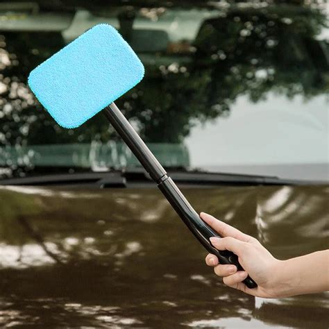 Microfiber Car Window Cleaner Long Handle Washable Brush