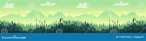 Forest Nature Landscape Panorama. Stock Vector - Illustration of flower ...