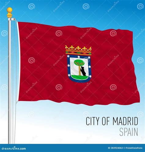 Madrid, Spain, Official Flag of the City, Vector Illustration Stock Illustration - Illustration ...