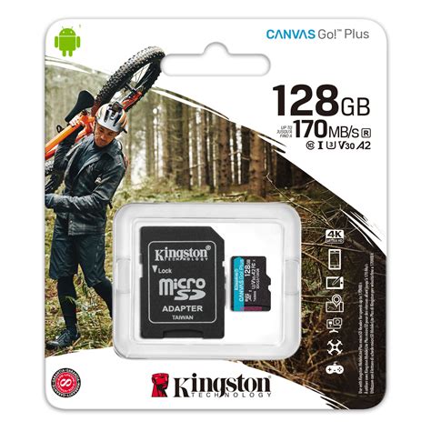 Micro SD Card Kingston Canvas Go Plus 128GB SDXC Mobile Phone 4K Action Camera U3 A2 170MB/S