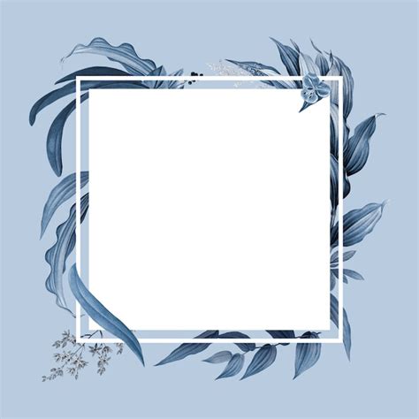 Free PSD | Empty frame with blue leaves design