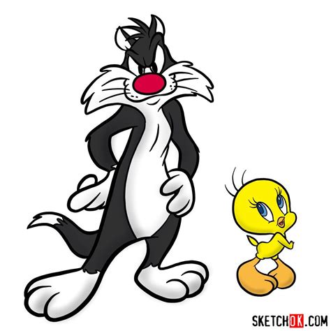 How to draw Sylvester and Tweety - Step by step drawing tutorials ...