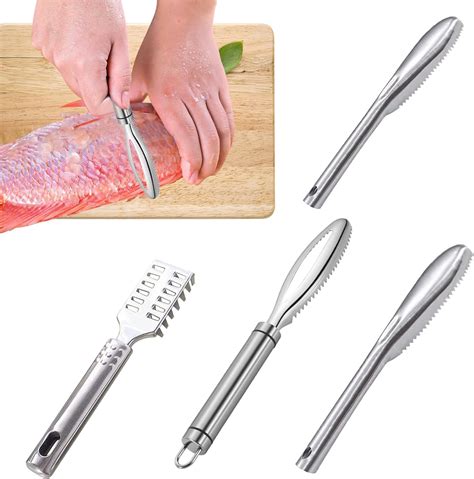 Amazon.com: 4 PACK Fish Cleaning Tools Stainless Steel Fish Scaler Remover Fish Peeler Scale ...