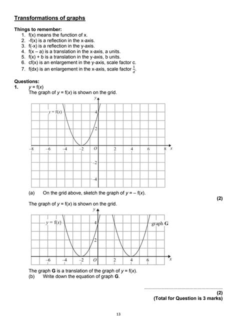 SOLUTION: Gcse maths transformation of graphs questions - Studypool