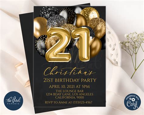 21st Birthday Invitation Card Template