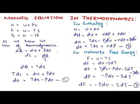 Maxwell Equations in Thermodynamics lecture no. 5 - YouTube