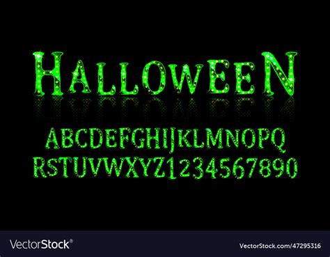 Halloween font letters and numbers Royalty Free Vector Image