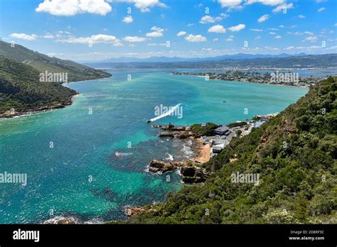 Aerial view of the Knysna Lagoon and Leisure Island in Knsyna, Garden ...