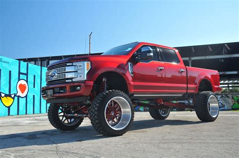 Royal Lift Detected: Red Lifted Ford F-250 Got Custom Lights — CARiD.com Gallery