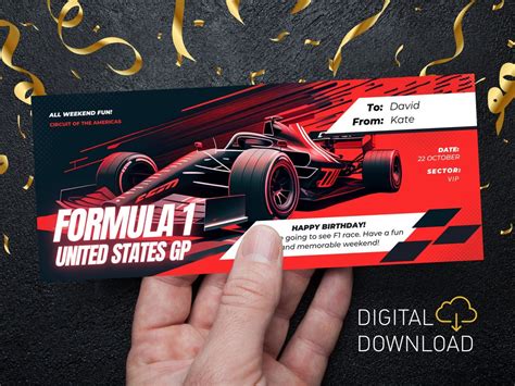 Editable Formula 1 Ticket F1 US Grand Prix Custom F1 Digital Template Surprise Gift Ticket for a ...