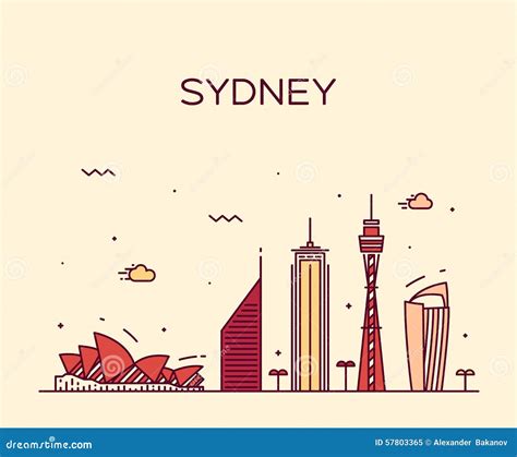 Sydney Skyline Illustration Cartoon Vector | CartoonDealer.com #114875055