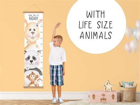 Personalised Animal Comparison Height Chart Hanging Children's Growth ...