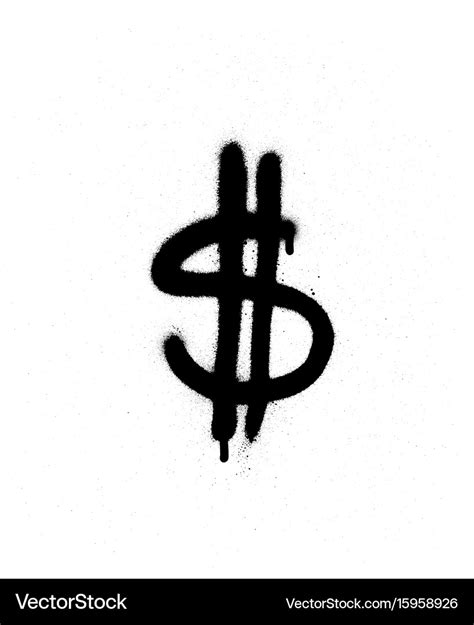 Graffiti leaking dollar sign in black over white Vector Image