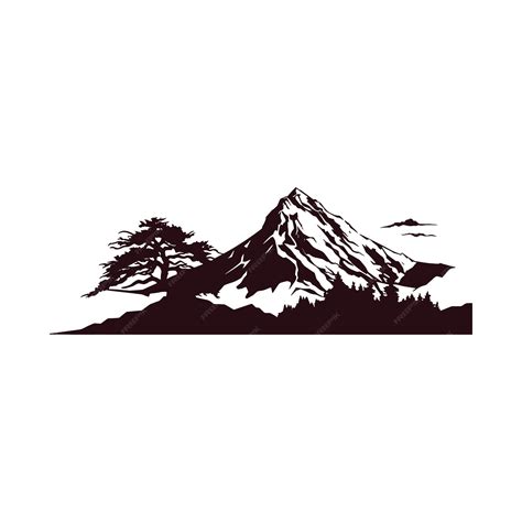 Premium Vector | Mountain landscape silhouette isolated on white ...