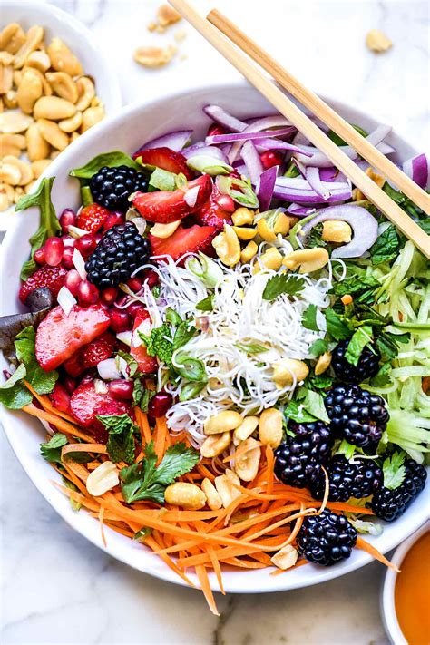 Vietnamese Rice Noodle Salad Bowls with Berries - foodiecrush