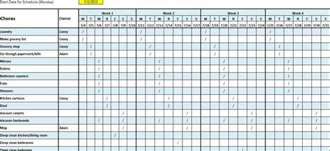 Cleaning Chore Chart Template – Telegraph