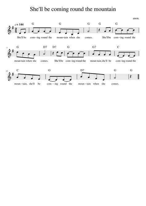 She'll be coming round the mountain Sheet music for Piano (Solo ...