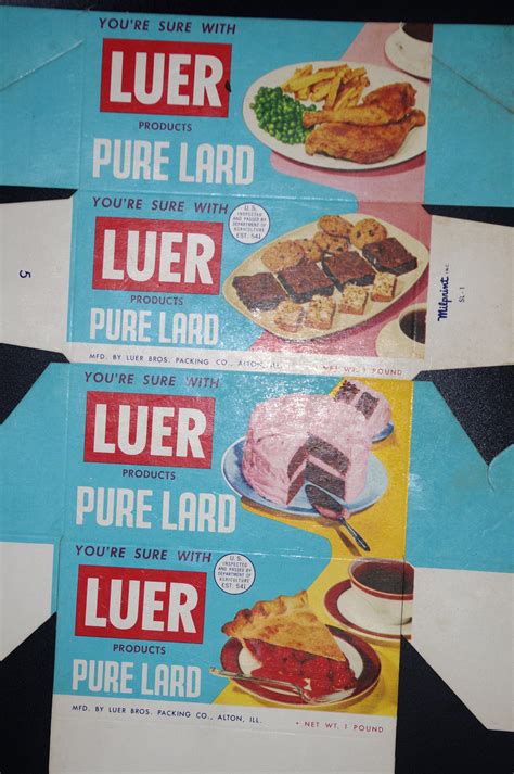 Vintage Advertising: 1960s Luer Pure Lard Waxed Cardboard Box - Etsy