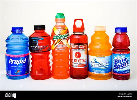 electrolyte drinks (Propel, Powerade, Gatorade Trek, Recharge, and Blue ...