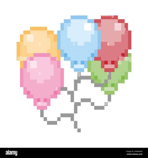 balloon Pixel Art isolated on white Background illustration Stock Photo - Alamy