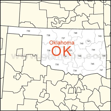 Oklahoma Zip Code Map Printable
