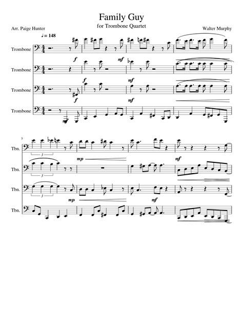 Family GUy Theme (C Major) sheet music for Trombone download free in ...