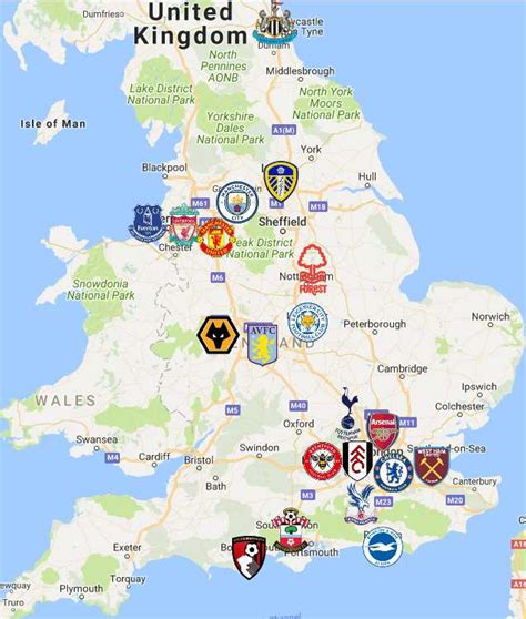 Premier League Map | Clubs | Logos - Sport League Maps