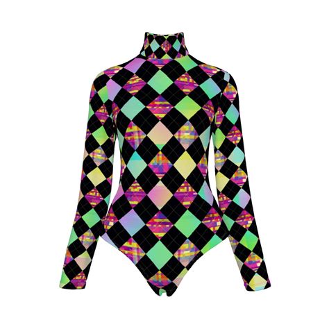 Argyle Top, Turtleneck Bodysuit, Glitch Core, Sci Fi Clothing ...