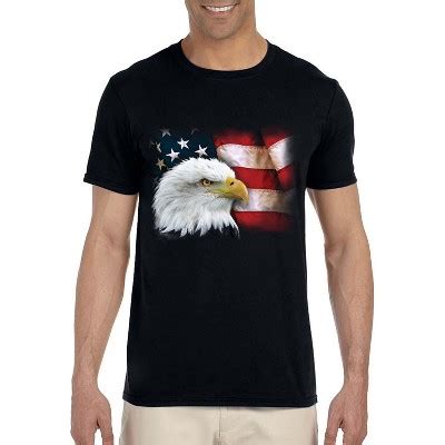 Intimo Patriotic American Flag Shirt Mens American Bald Eagle Black Tee ...