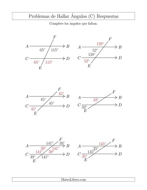 La Hoja de Ejercicios de Relación de Ángulos entre Paralelas ...