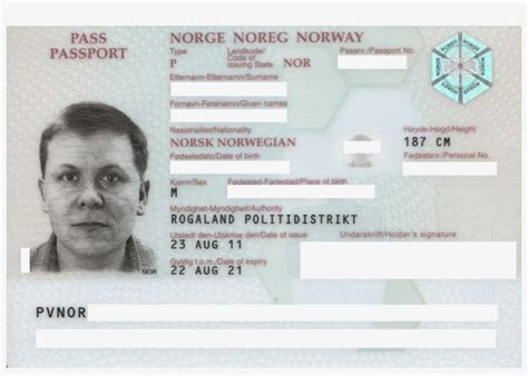 Personal Details Page - Norwegian Passport Id Example - Free Transparent PNG Download - PNGkey