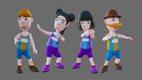 Cartoon Characters Sports Team - 3D Model by 7ka