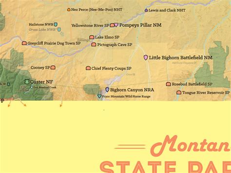 Montana State Parks & Federal Lands Map 18x24 Poster - Best Maps Ever