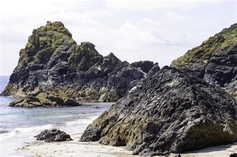 Serpentine Rock Formation at Kyance Cove in Cornwall Stock Image ...