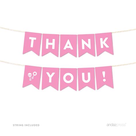 Thank You Pink Girl Baby Shower Hanging Pennant Garland Party Banner - Walmart.com