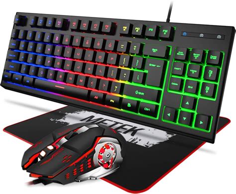 Amazon.com: MFTEK RGB 87 Keys Gaming Keyboard and Mouse Combo with ...