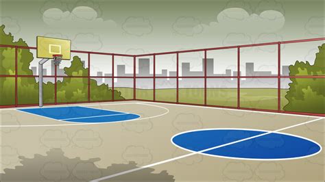 Outdoor basketball court background vector clip art cartoon - WikiClipArt