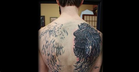 Arrows And Embers Custom Tattooing: Raven Wings Back Tattoo done by ...