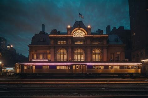 Premium AI Image | train station at night