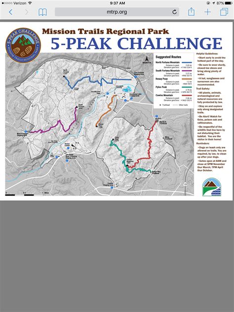 Mission Trails, San Diego Hiking Trails, San Diego, Route, Mission, Challenges, Map, Quick ...