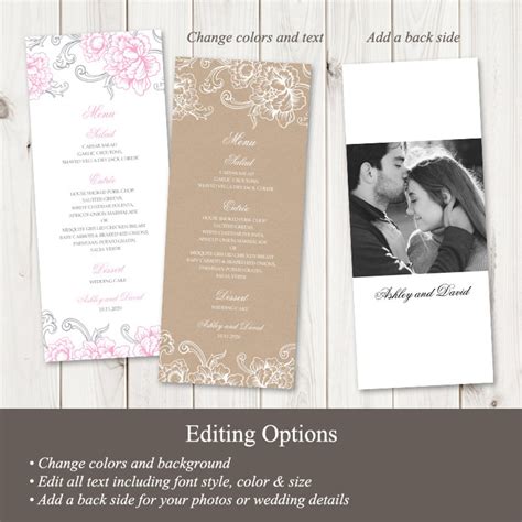 Elegant Wedding Menu Template exquisite Florals | Etsy