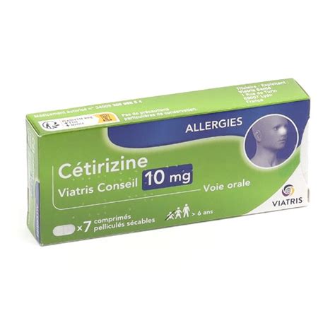 Cetirizine 10 mg Viatris comprimé allergie - Antihistaminique sans ordonnance