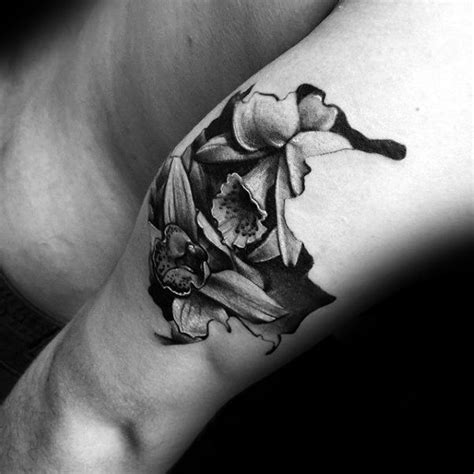 love orchid flower: Orchid Flower Tattoo Black And White