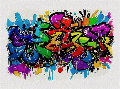 Watercolor colorful graffiti art illustration on white paper texture ...